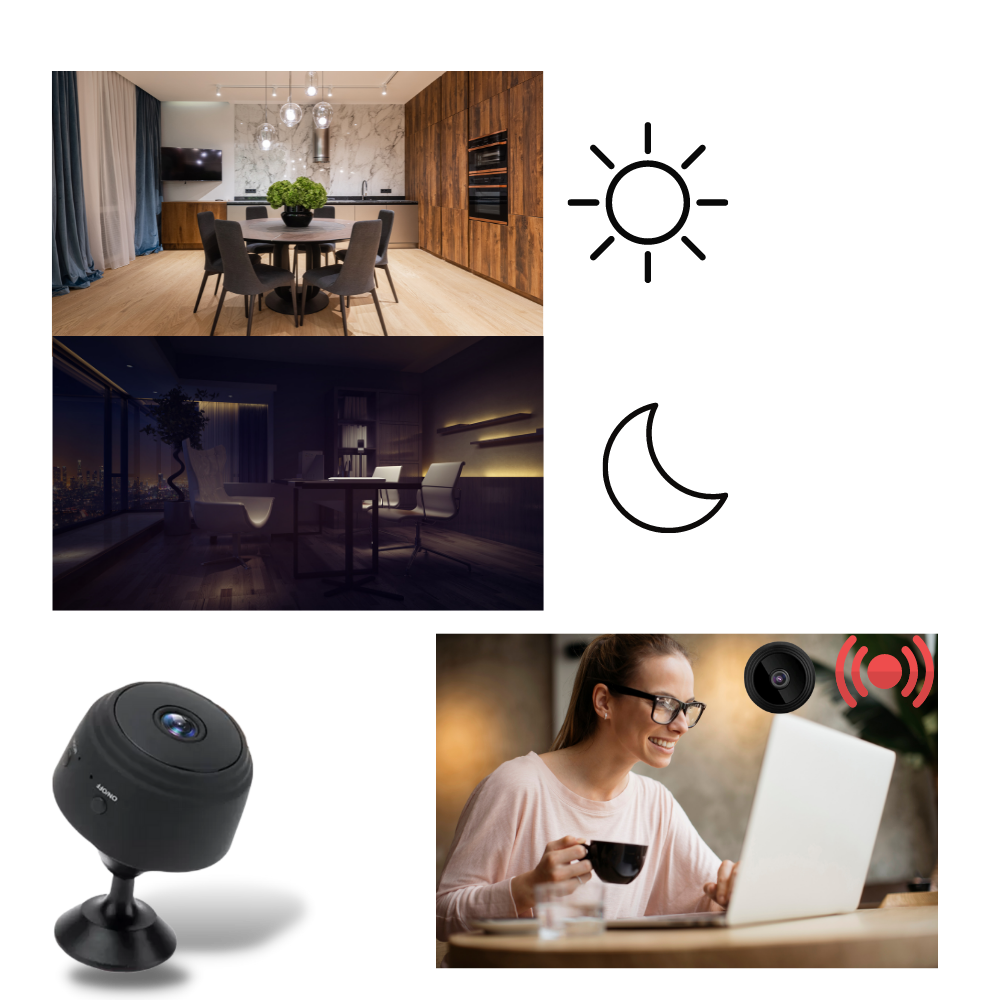 Mini-trådløst overvågningskamera - Billedkvalitet og nattesyn - Ozerty
