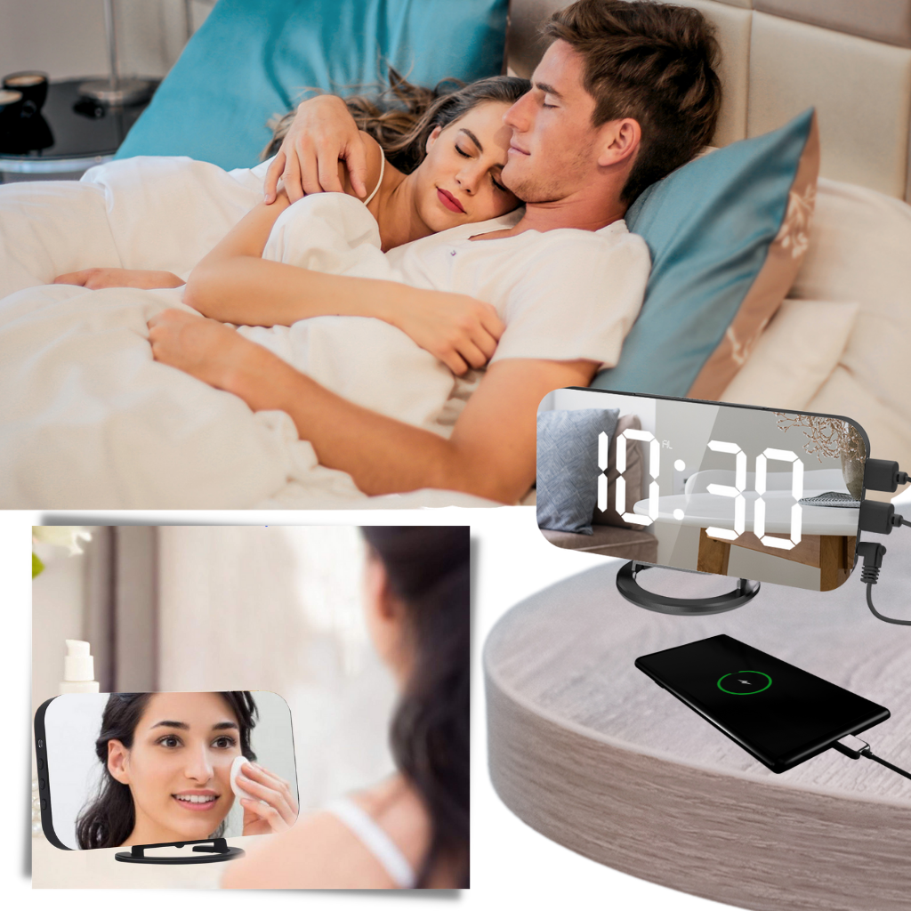 Spegel med digital väckarklocka - Multifunktionell enhet - Ozerty