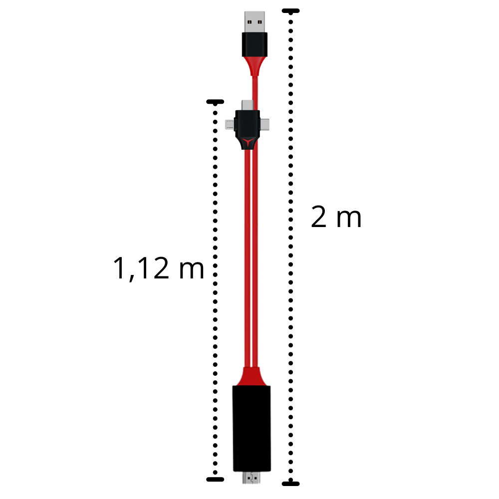 HDMI-adapterkabel för telefoner och surfplattor - Dimensions - Ozerty