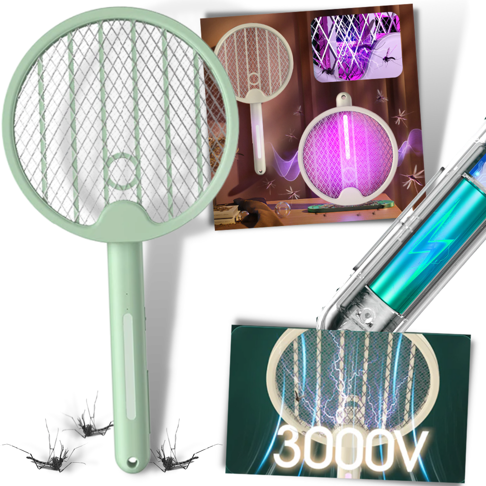 Mosquito Swatter Racket - Foldable Electric Mosquito Swatter - 2-In-1 Foldable Mosquito Racket -