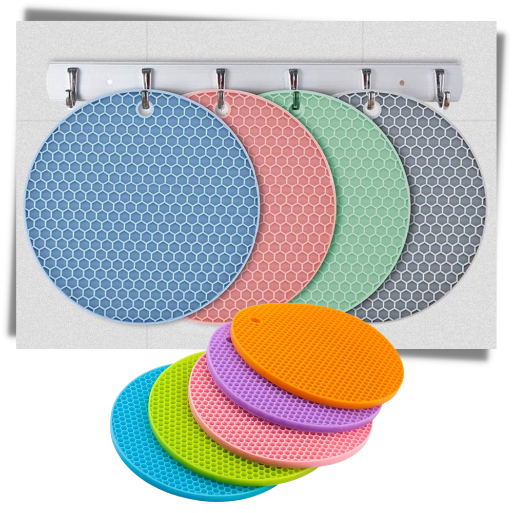 1pc Round Blue Silicone Heat-resistant Mat, Hot Pot, Sand Pot, Bowl Pad,  High Temperature Resistant Table Mat, Cup Mat