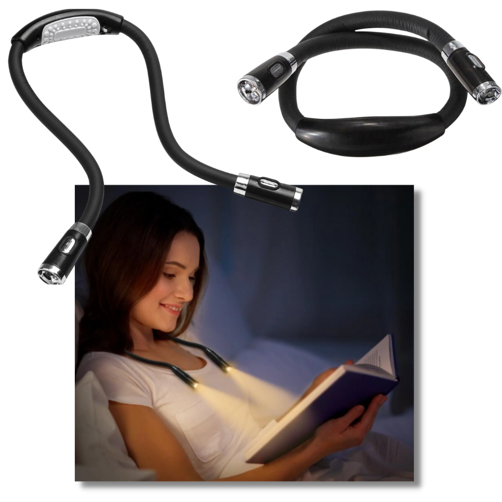 Lampe de lecture LED pour le cou - Confortable et flexible - Ozerty