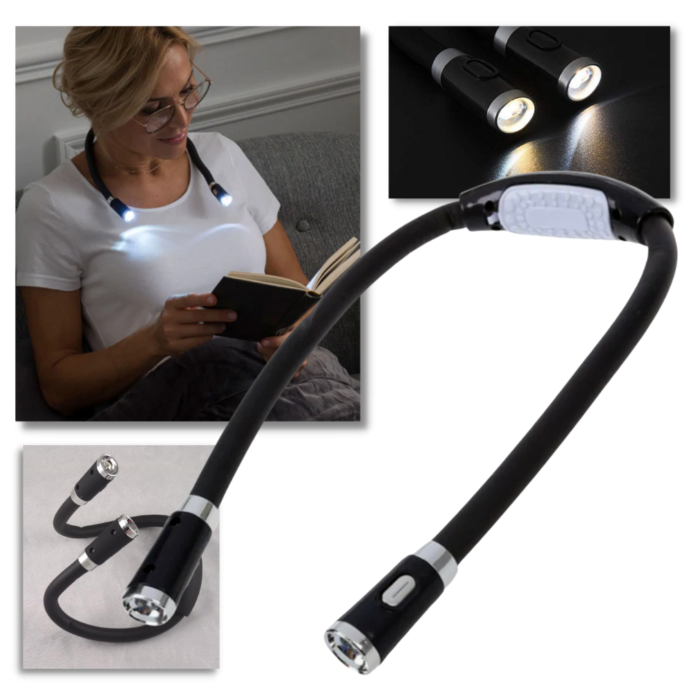 Lampada da lettura da collo | Lampada da lettura a LED per collo | LED flessibile per collo - Ozerty