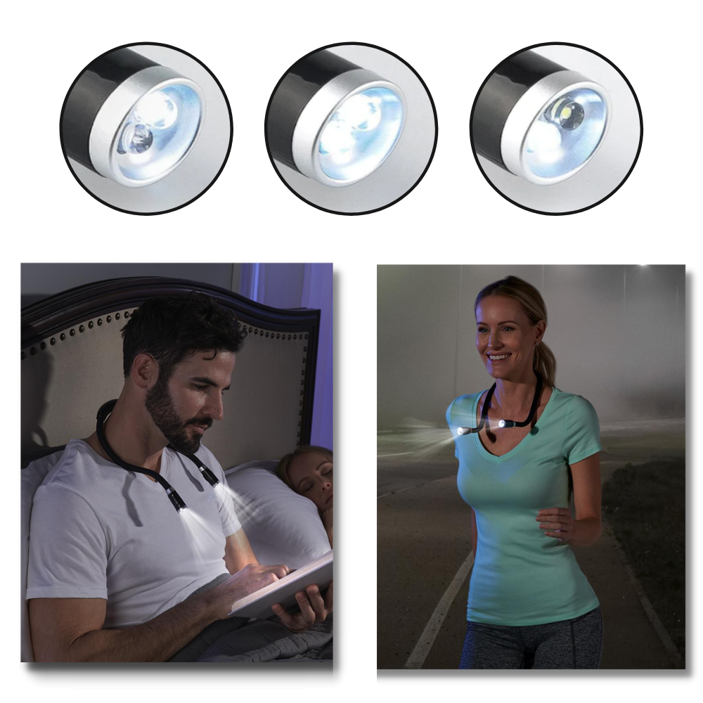 Lampe de lecture LED pour le cou - Modes multiples - Ozerty