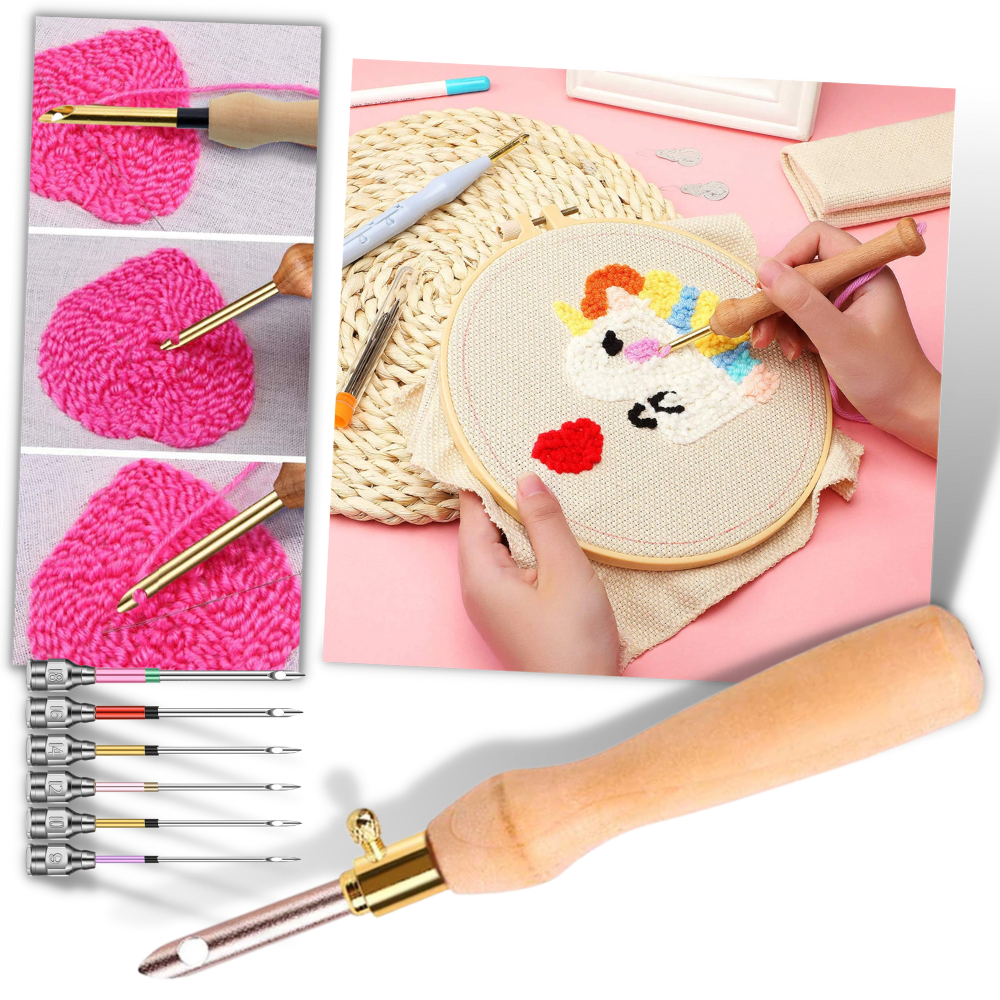 Embroidery Punch Needle Tool Kit - Punch Needles Set - Embroidery Stitching Punch Needles -