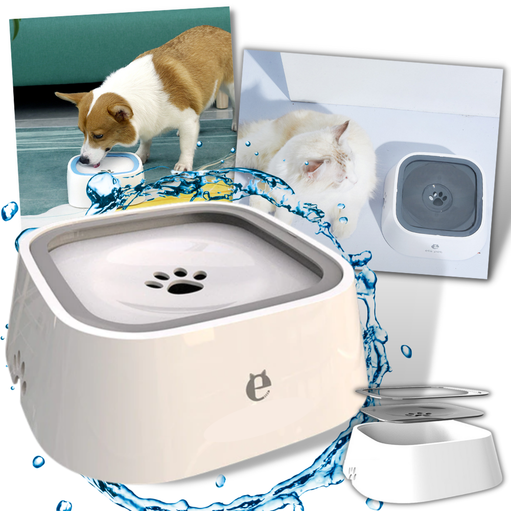 Flytande vattenskål för husdjur - Portabel vattenskål för husdjur utan stänk - Stänkskyddad vattenskål för husdjur - Ozerty