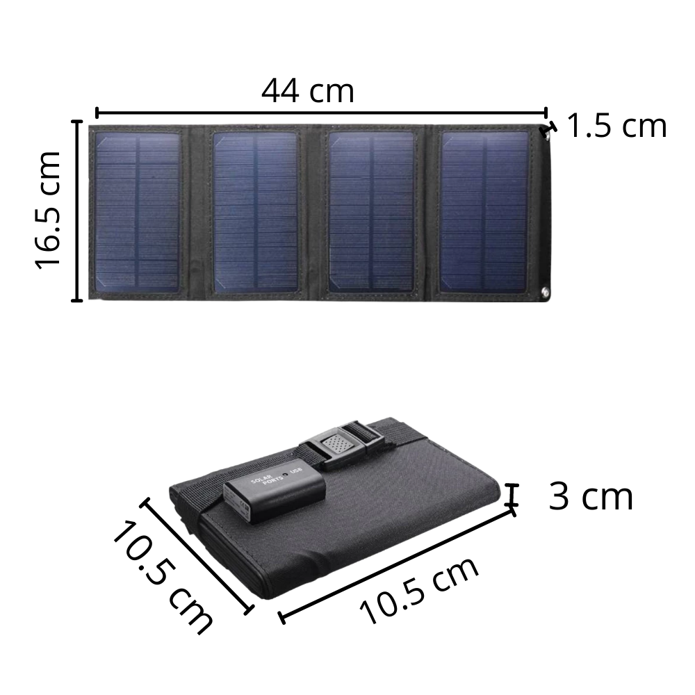 Pannello solare portatile con porte USB - Dimensions - Ozerty