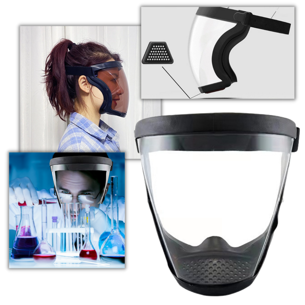 Gjennomsiktig beskyttende helmaske - Full ansiktsmaske - Gjennomsiktig ansiktsskjerm - Ozerty