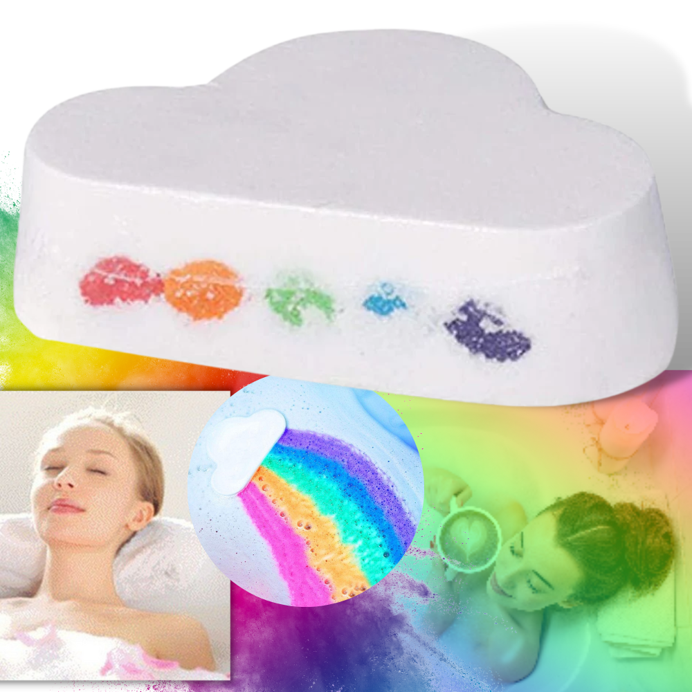 Essential Oil Colourful Bath Salt - Rainbow Cloud Bath Bomb - Colourful Sea Salt Bath Bomb - 