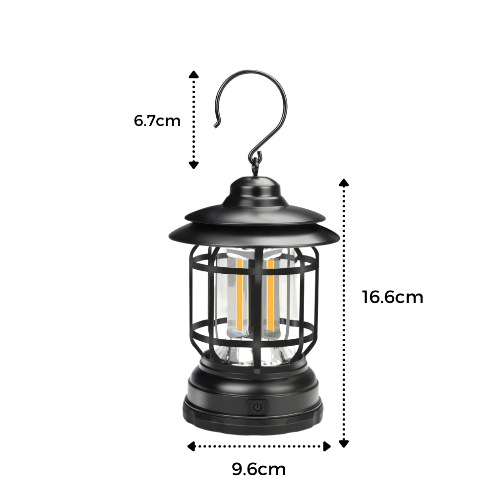 Retro LED camping lanterne - Dimensions - Ozerty