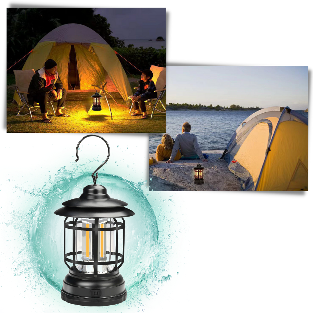 Lanterne de camping rétro à LED - Construction étanche - Ozerty