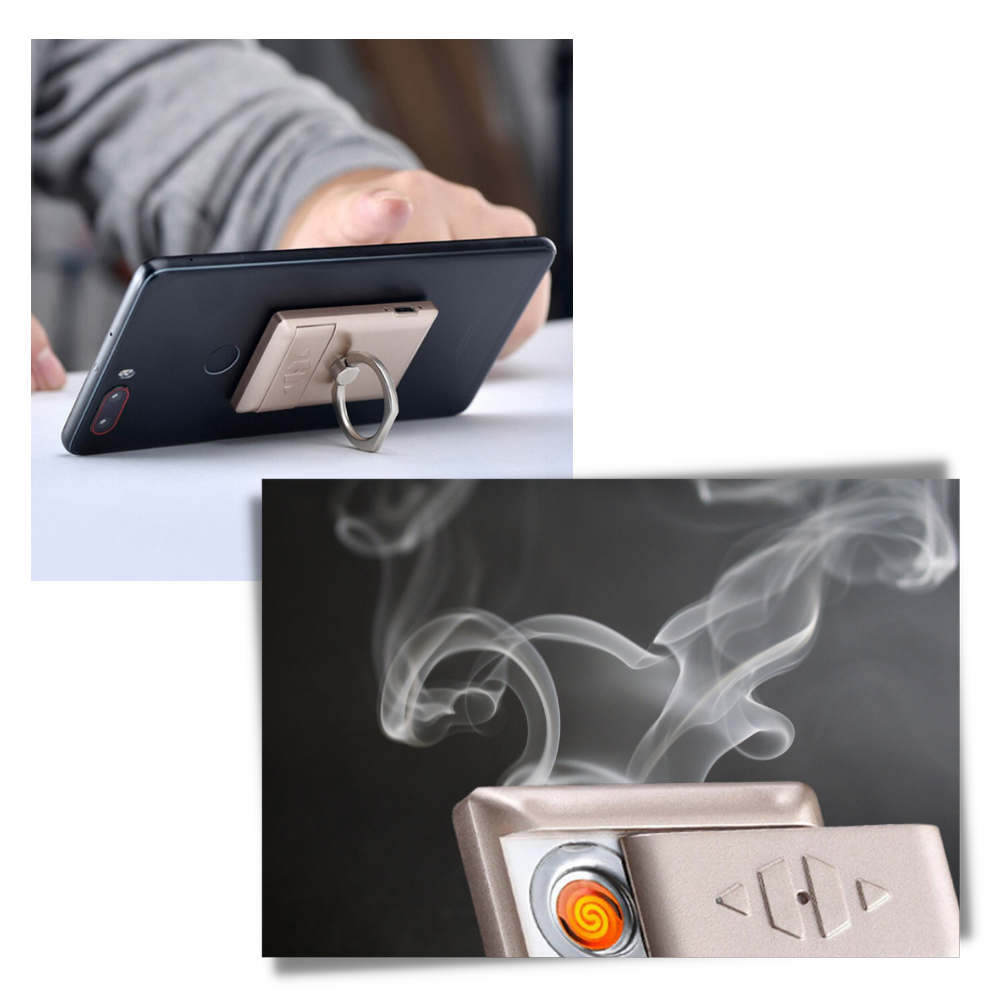 Phone Ring with Lighter - Multifunctional Design - 