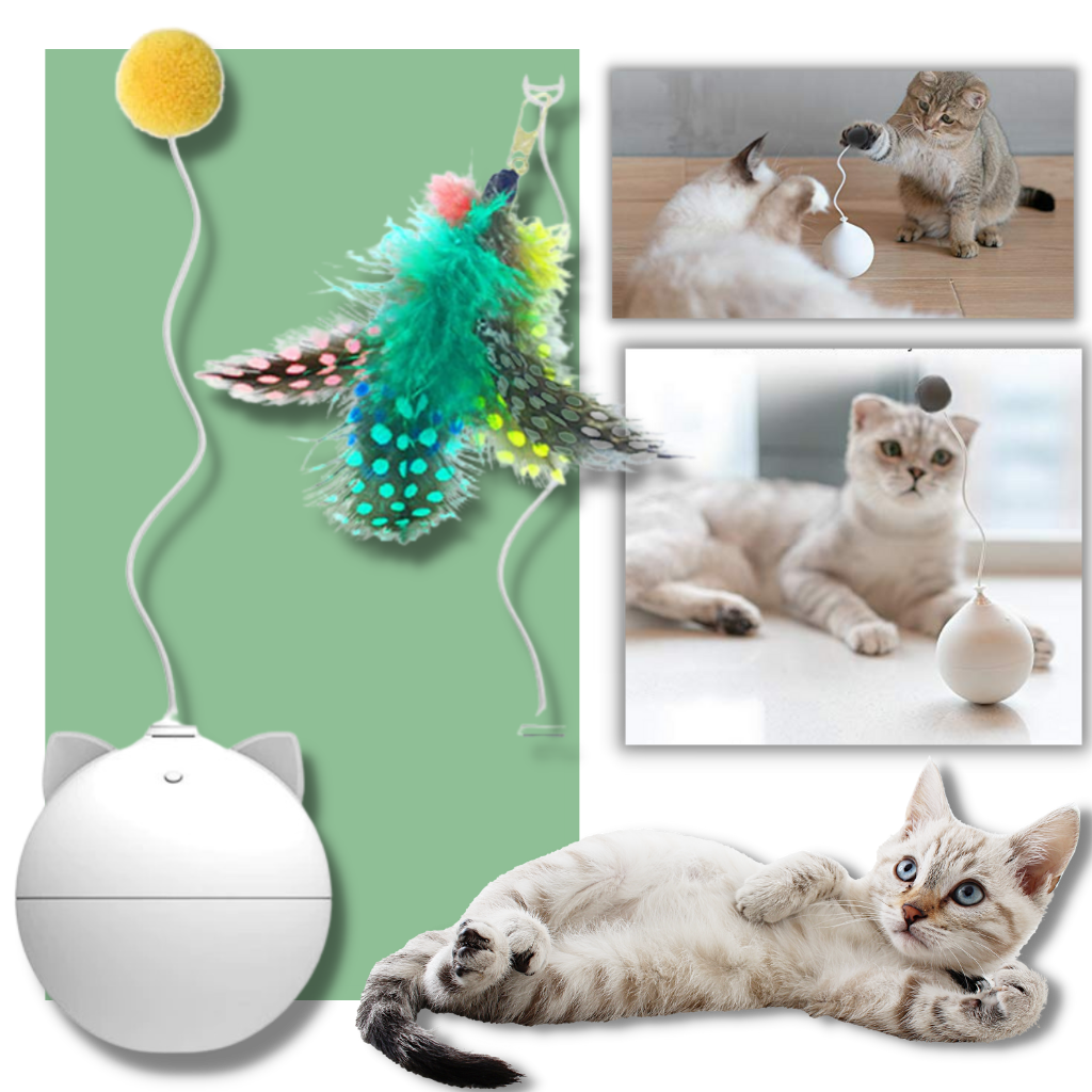 Automatic Cat Stick - Automatic Rolling Cat Toy - Cat Toy Ball With Auto-Roll Feature - 