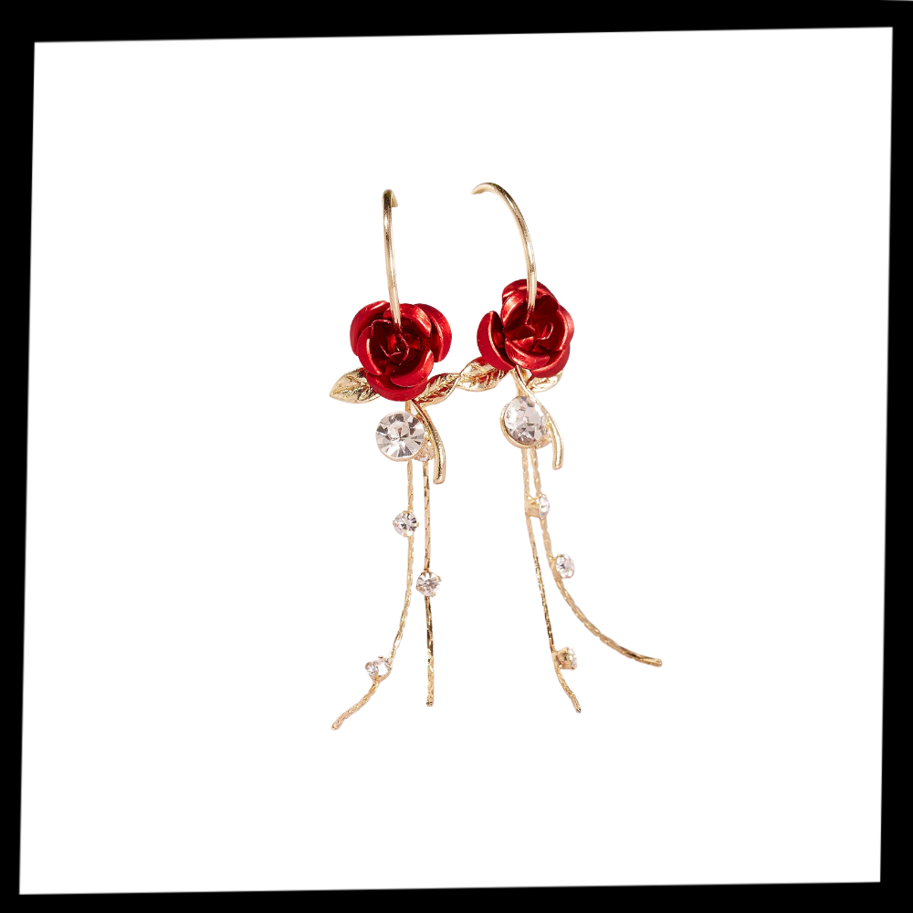 Rose Tassel Earrings - Package -