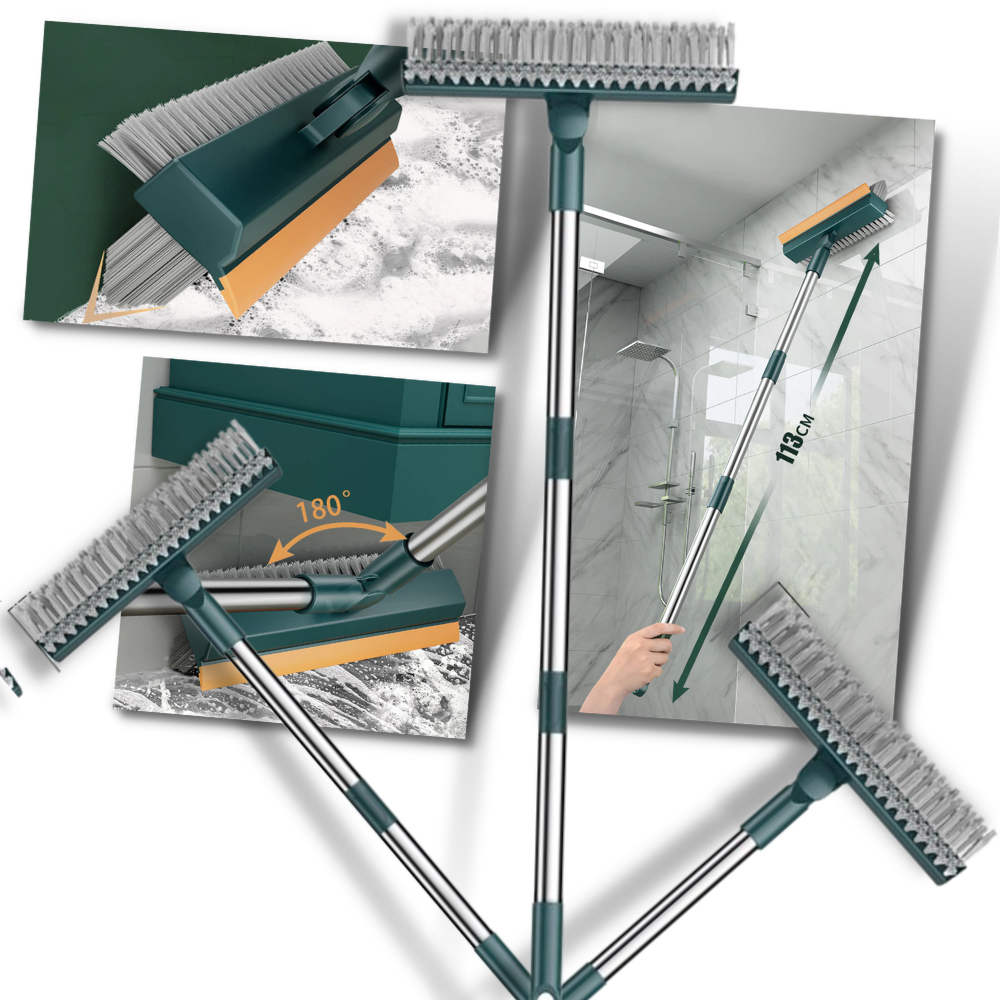 Gulvbørste til badeværelser og køkkener - roterende gulvrengøringsbørste - 3-i-1 roterende rengøringsbørste - Ozerty