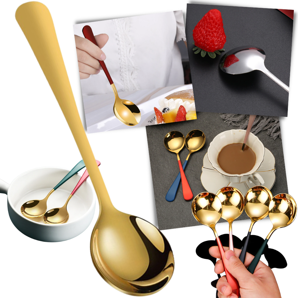 Elegant Stainless Steel Spoon - Stainless Steel Coffee Spoons - Round Head Dessert Spoon -