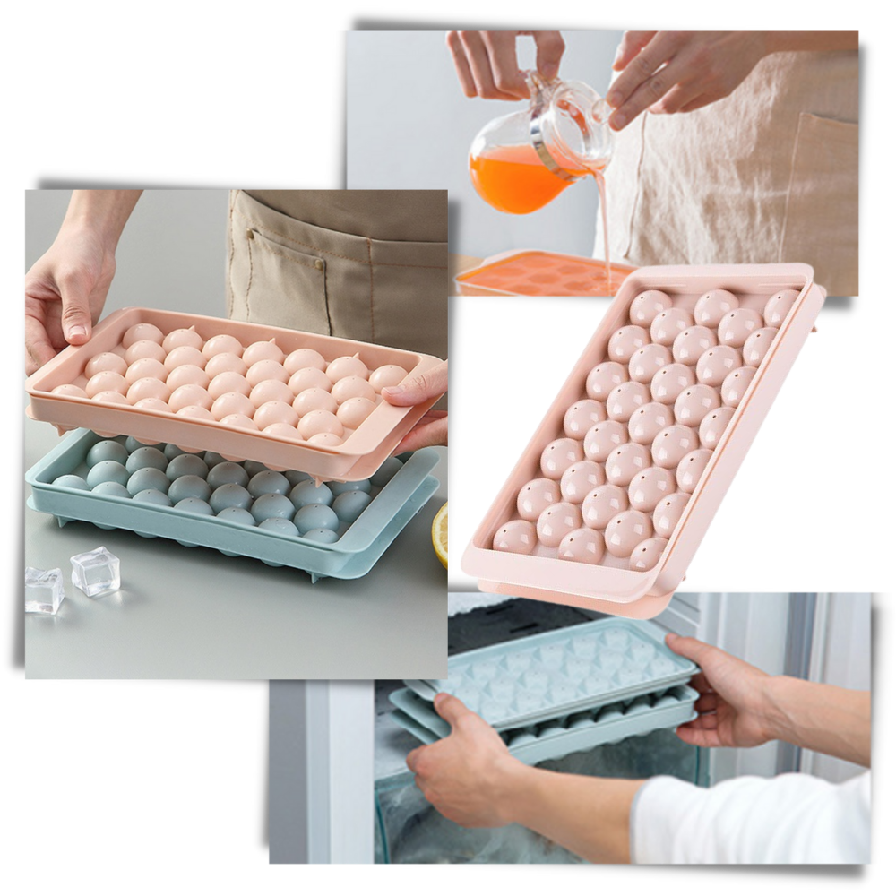 Round Ice Cube Mould Tray Set -  Easy To Use - 