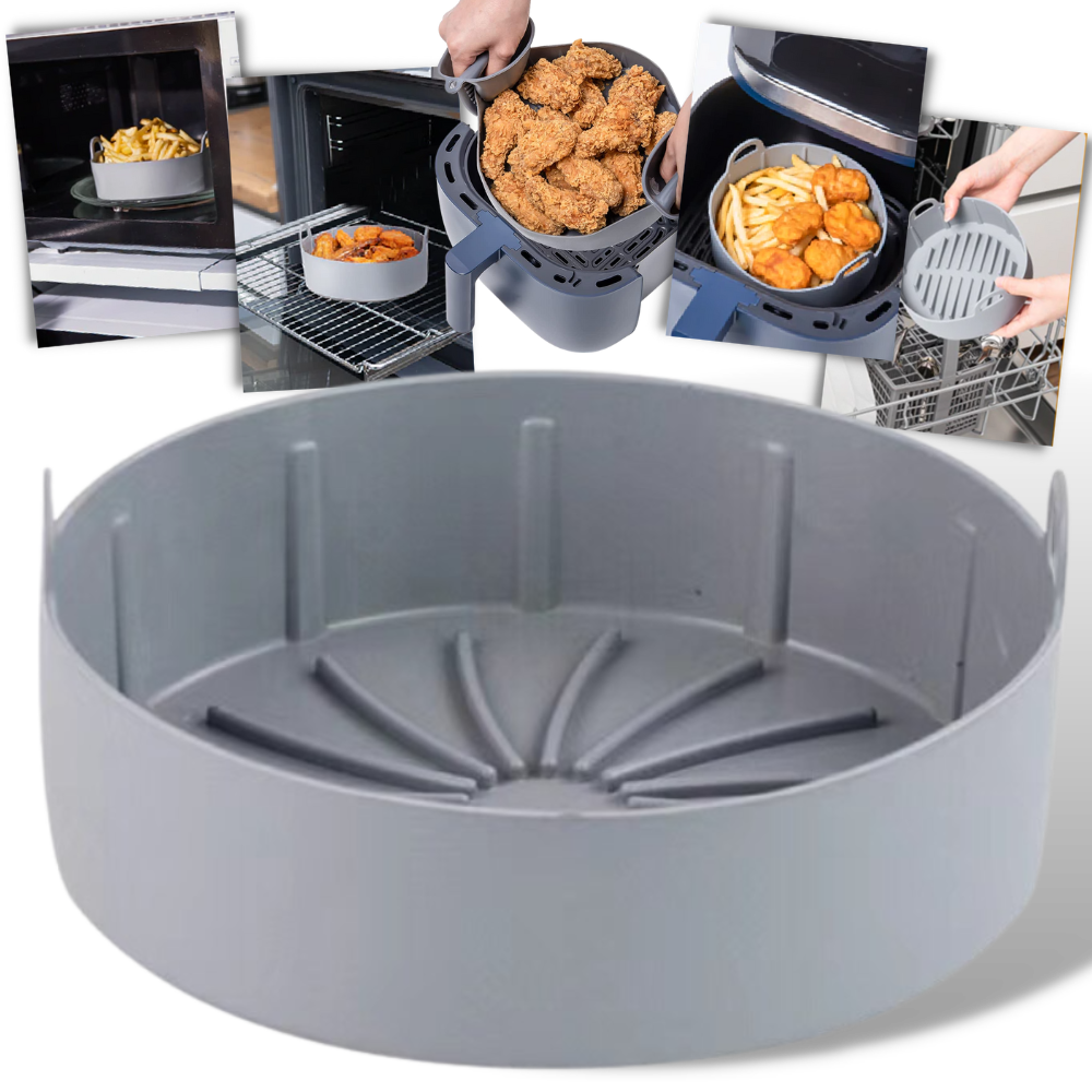 Versatile BBQ Baking Pan - Air Fryer Silicone Pot - Reusable Air Fryer Silicone Pan -