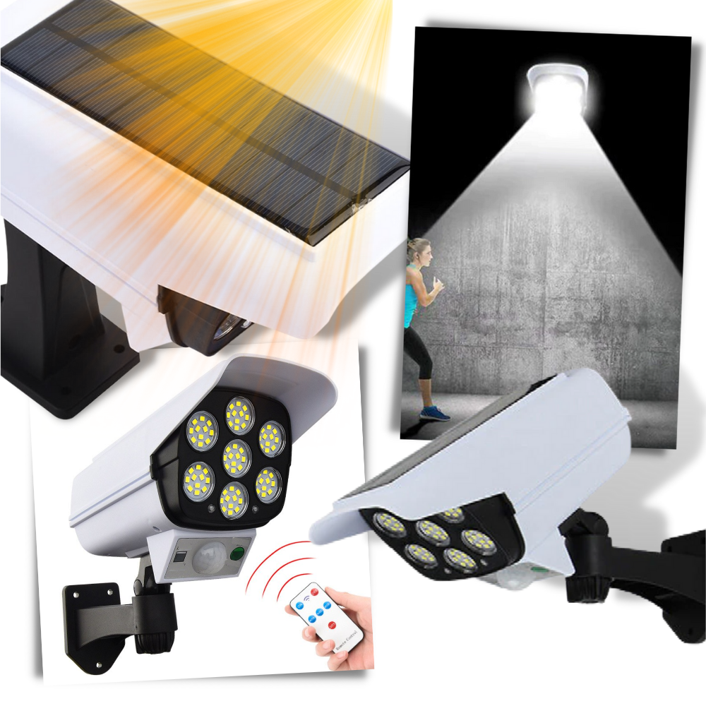 LED con sensore di movimento solare - Lampada con sensore solare - LED con rilevamento del movimento per esterni - luce per esterni telecomandata - Ozerty