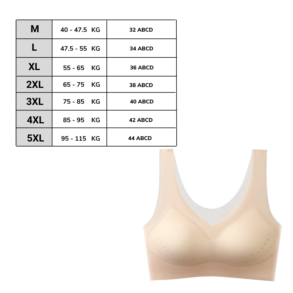 Ultra-Thin Ice Silk Seamless Bra - Dimensions -