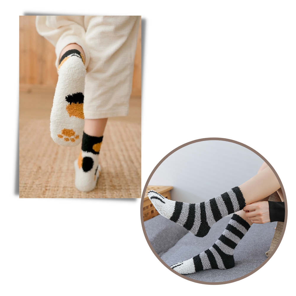 Chaussettes d'hiver en pattes de chat - Design mignon - Ozerty