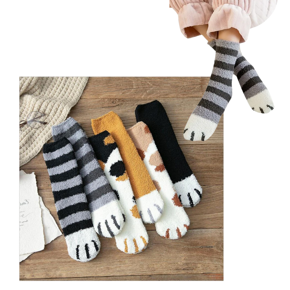 Chaussettes d'hiver en pattes de chat - Motifs divers - Ozerty