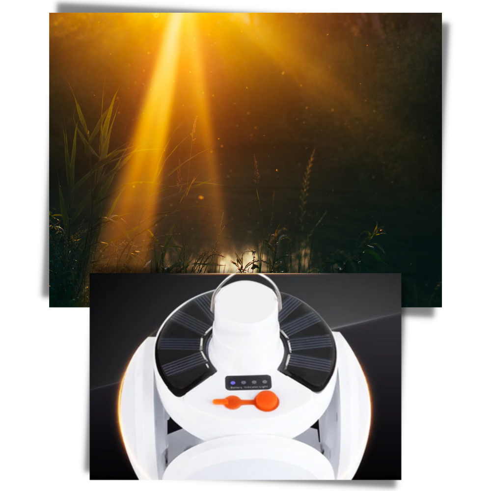 Oppladbar camping LED-lampe - Solcelledrevet design - Ozerty