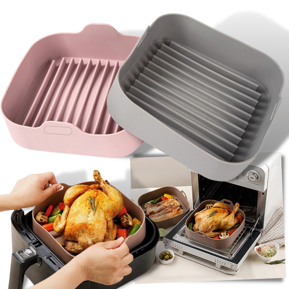 Square Silicone Baking Pot - Airfryer Silicone Pot - Eco-friendly Square Silicone Pan - 