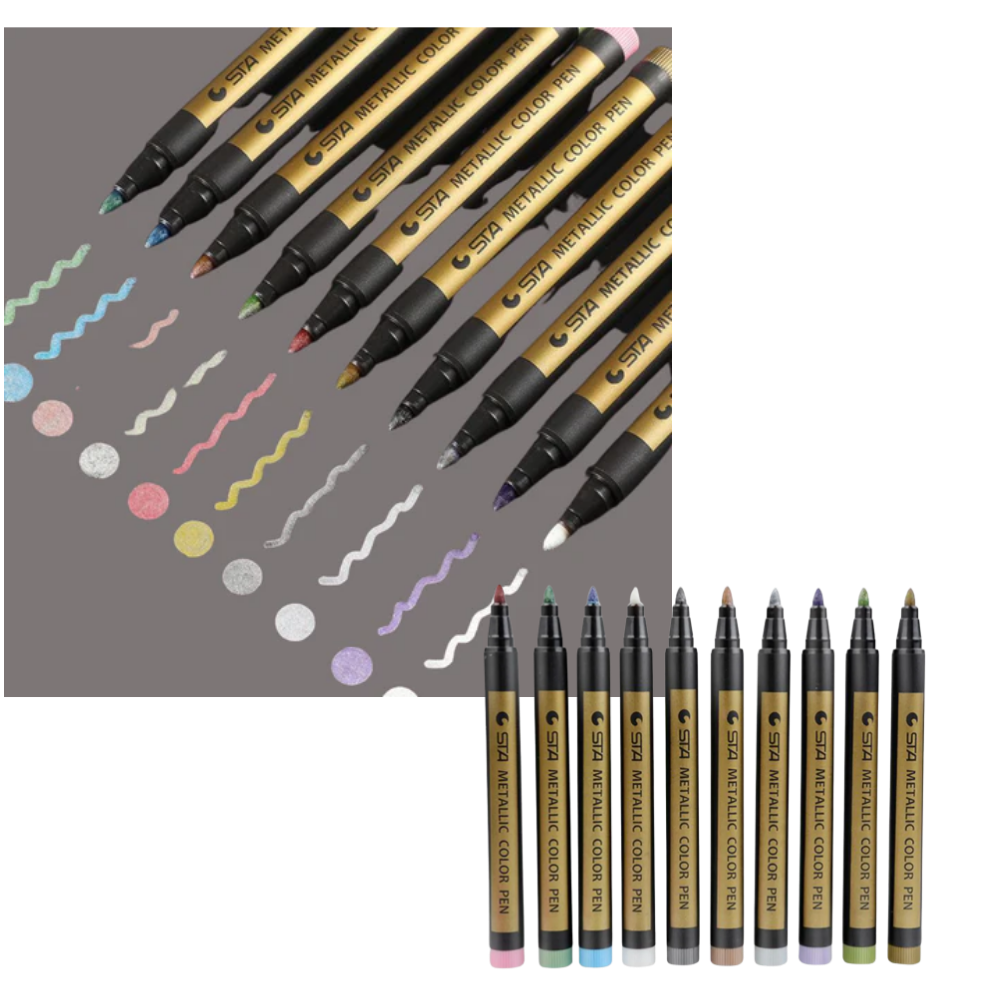 10-Pack Metallic Colour Markers - Different Colours - Ozerty