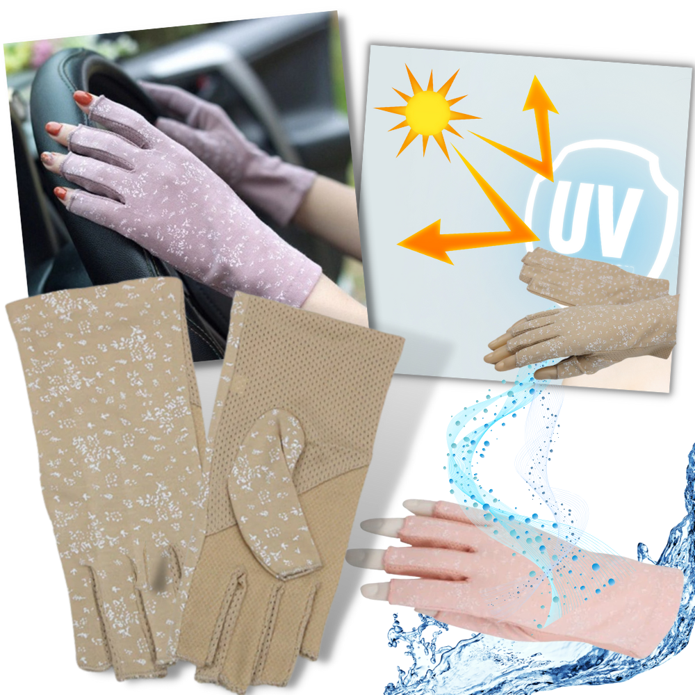 Sunscreen Cotton Gloves - Female Cotton Summer Gloves - UV-Protective Cotton Gloves -