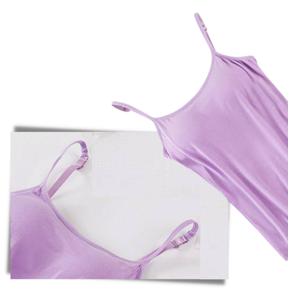 Camisole with Built-In Bra - Adjustable Straps - 