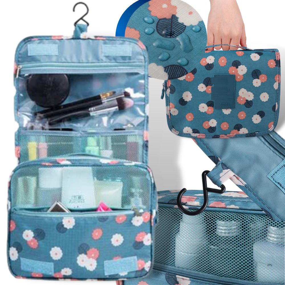 Travel Toiletries Organiser Bag - Hanging Travel Toiletry Bag - Travel Cosmetic Bag -