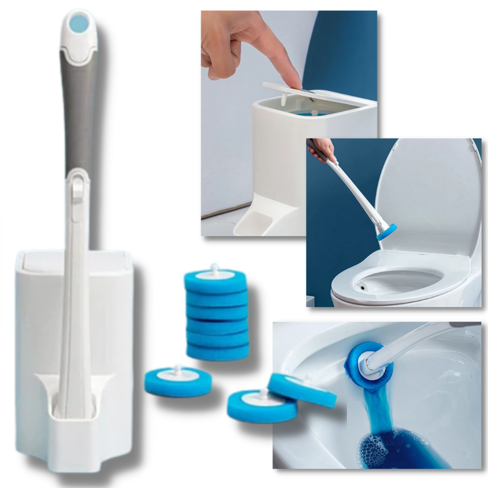 Scopino usa e getta - Bacchetta WC con spazzole usa e getta - Scopino WC intelligente - Ozerty