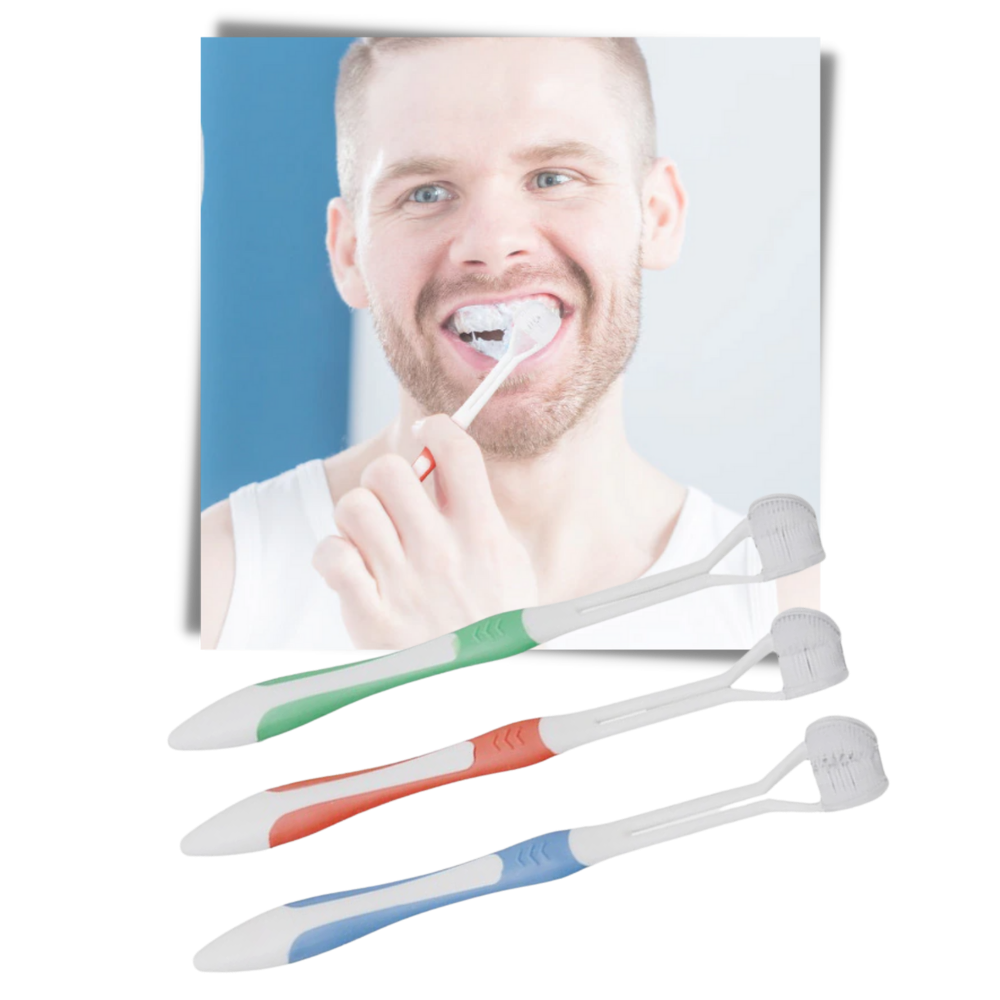 Brosse à dents à trois faces pour adultes et enfants - Un brossage efficace et minutieux - Ozerty