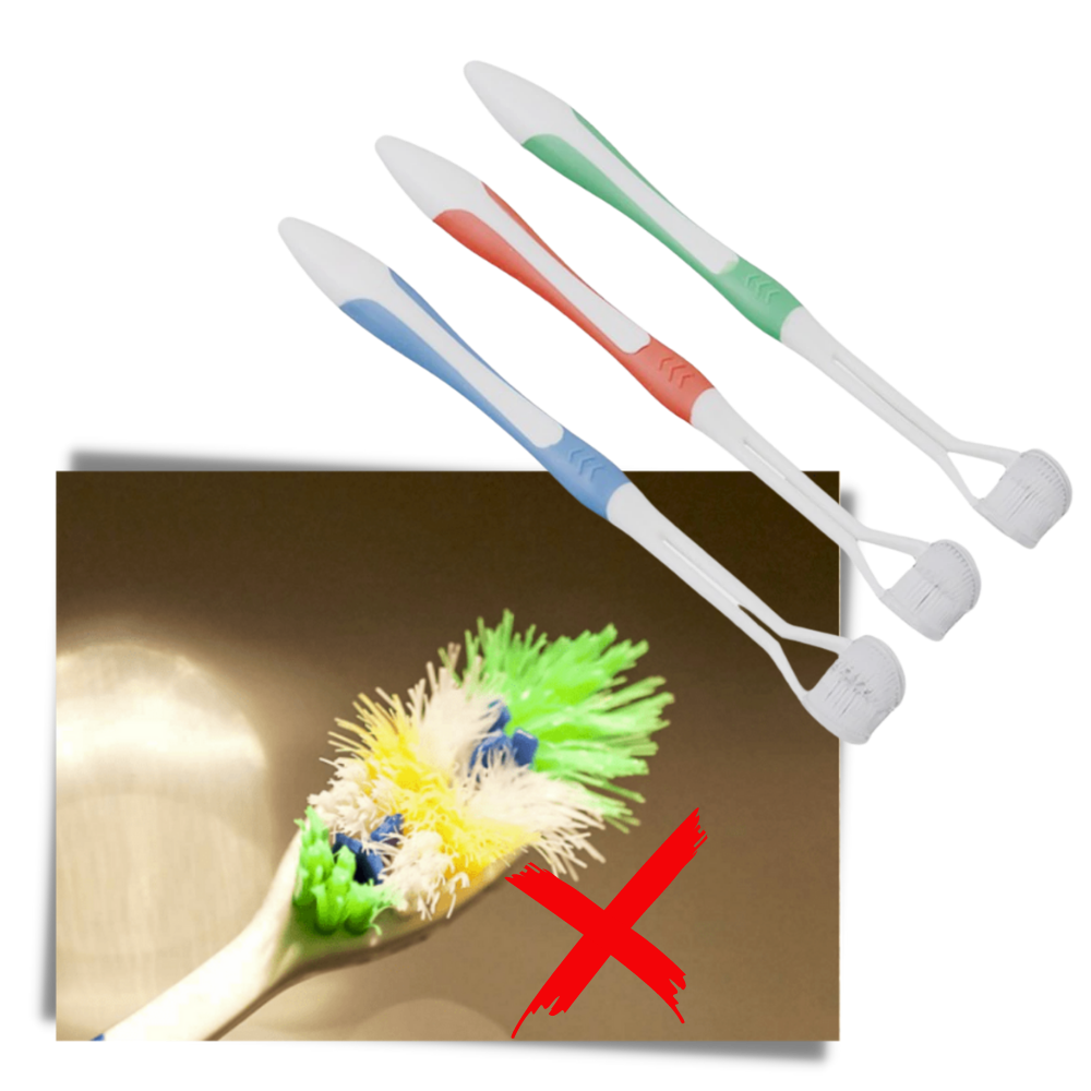 Brosse à dents à trois faces pour adultes et enfants - Fabriqué avec des matériaux de qualité - Ozerty