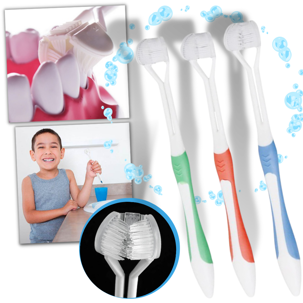 Three-Headed Toothbrush - Three-sided Toothbrush For Adults and Kids - Innovative Toothbrush with Temperature-responsive Bristles -