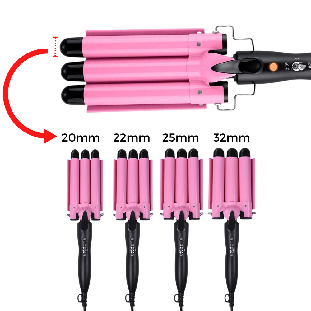 Triple Barrel Ceramic Hair Curler - Dimensions - 