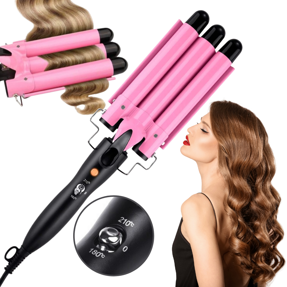 Professional Hair Curler - Ceramic Hair Curling Iron - Triple Barrel Hair Curler - 