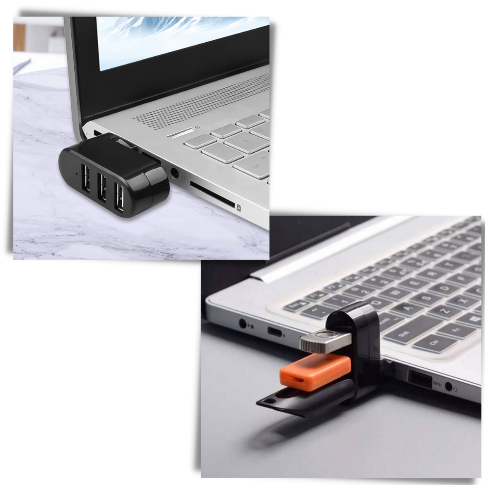 Multi-Port Rotating USB Adapter - 3 USB Ports - Ozerty