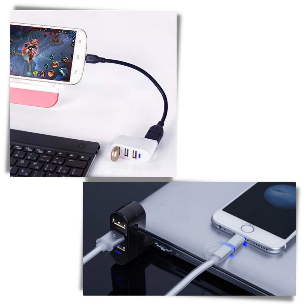 Hub Alimentador Enchufe Multiple Con Usb Multicontacto Porta