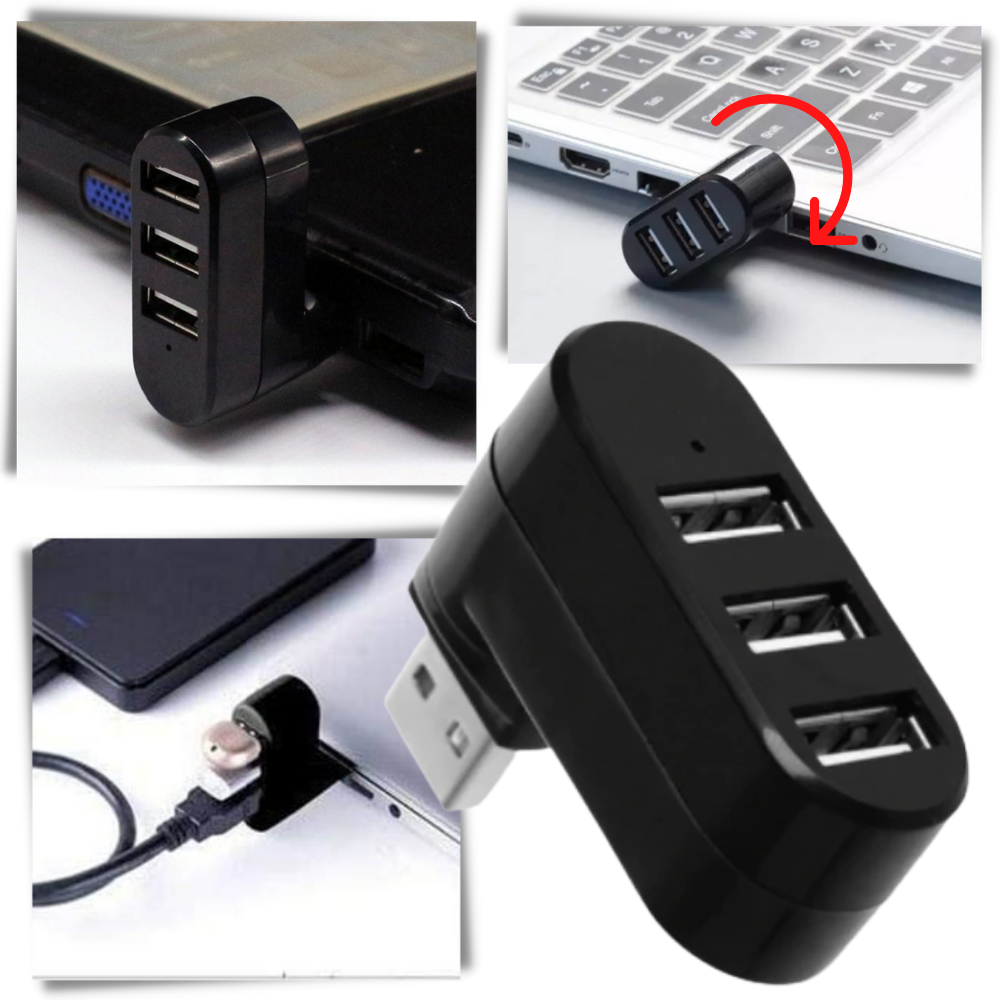 Roterande USB-adapter | USB 3-portsadapter | USB-hubb - Ozerty