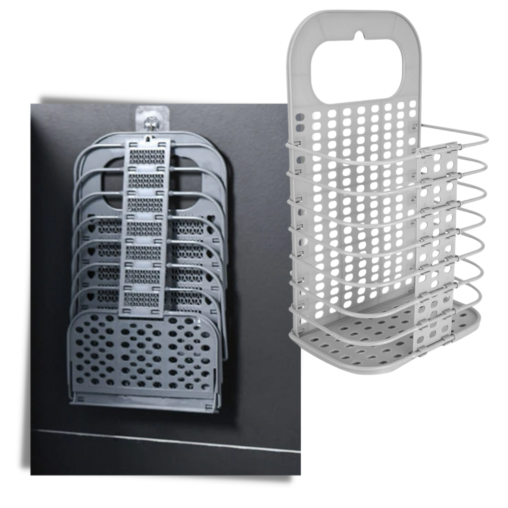 Plastic Folding Wall-Mountable Laundry Basket - Easy Storage -
