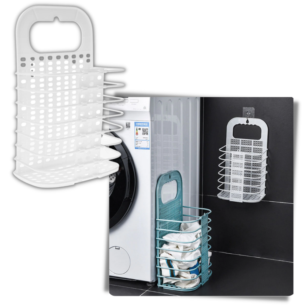 Plastic Folding Wall-Mountable Laundry Basket - Multiple Installation Possibilities -