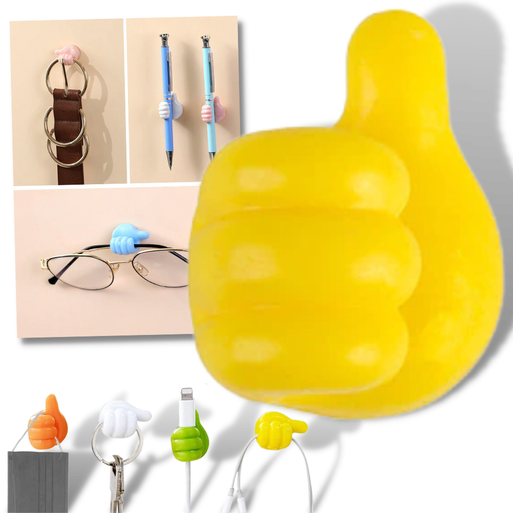 Thumb Wall Hook - Silicone cable Organizer and key holder - Silicone Thumb-style Wall Hook - 