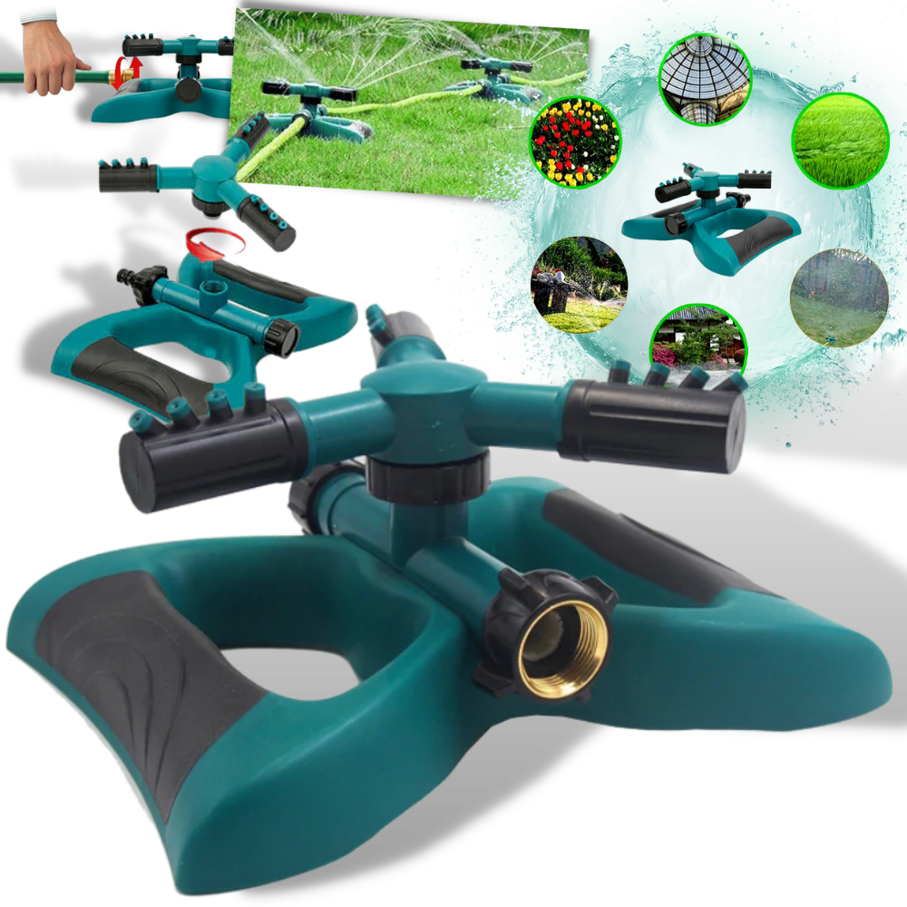 Three-arm Rotatory Sprinkler - Perfect Rotating Water Sprinkler - Adjustable 360° Sprinkler head -