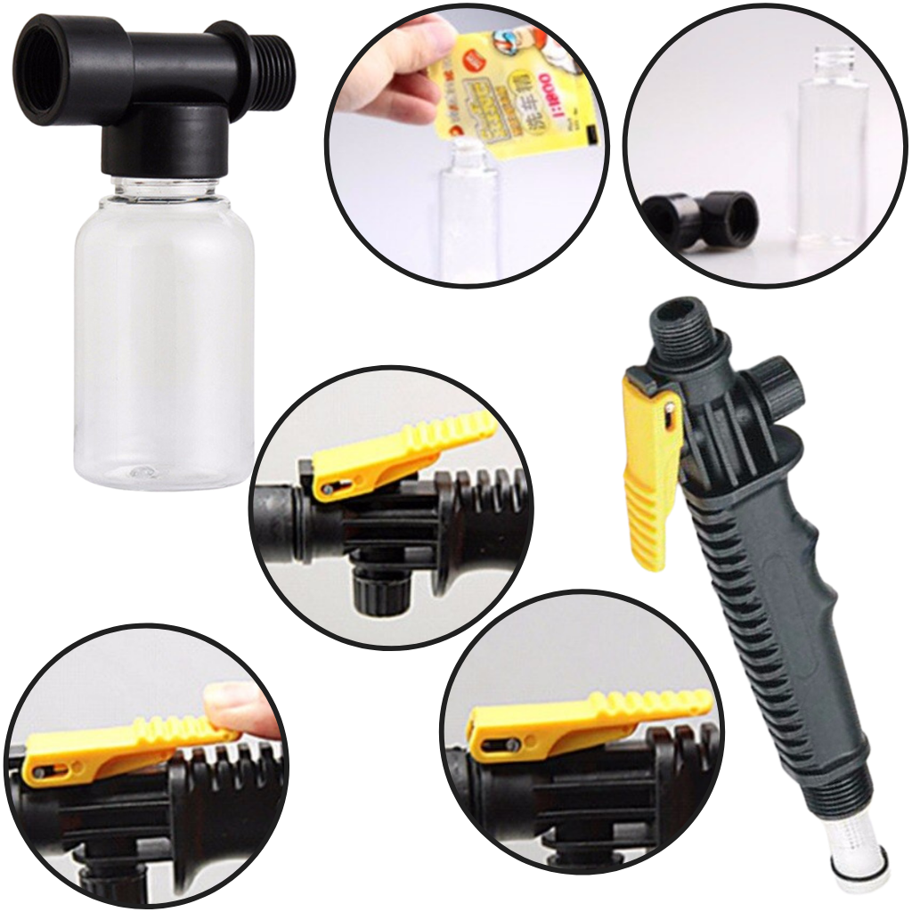 Foldable Car Cleaning Brush kit - Removable Foam Bottle and Water Switch - Ozerty