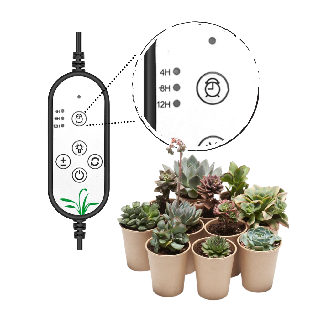 LED USB-växtbelysning för inomhusbruk 4-lampor - Automatisk timer för på/av - Ozerty