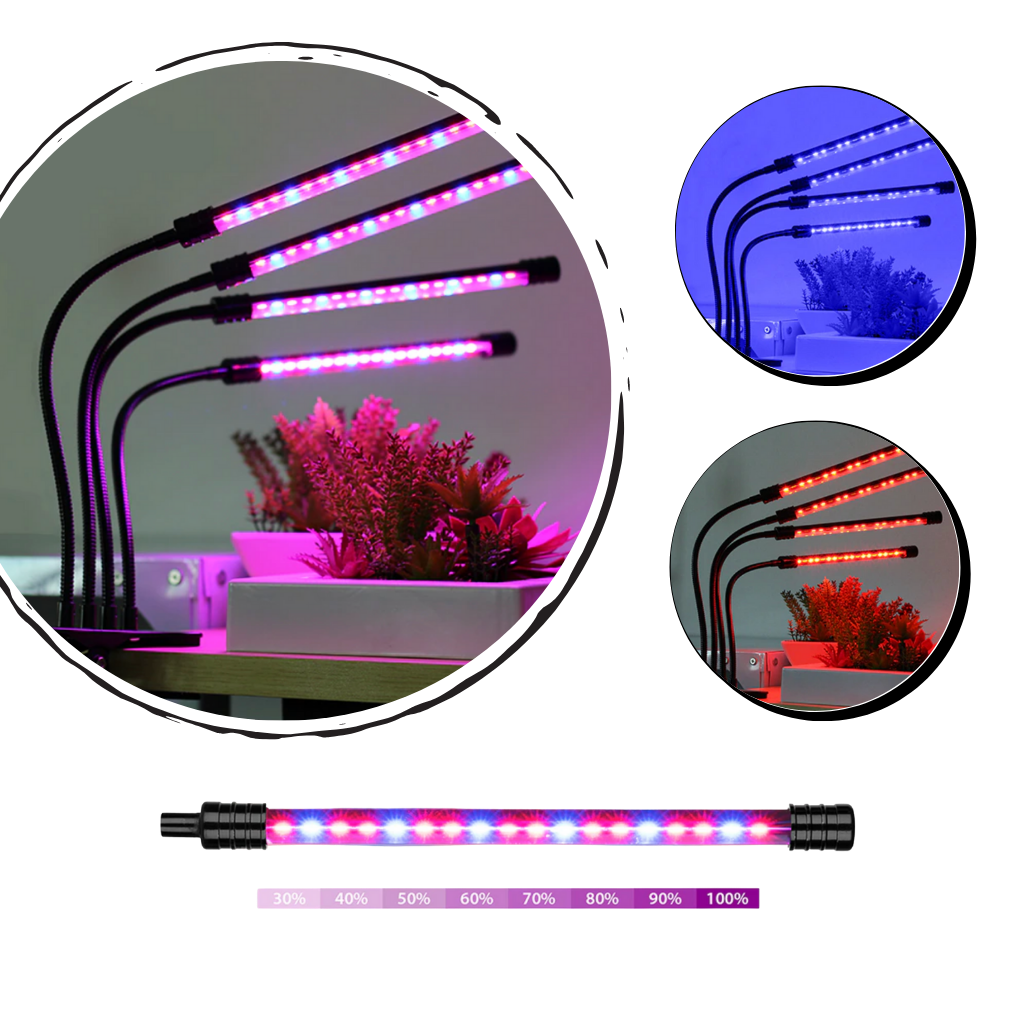 LED USB-växtbelysning för inomhusbruk 4-lampor - Fullt spektrum inomhusljus för växter - Ozerty