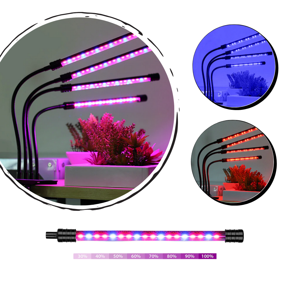 4 Lampes LED de croissance horticole - LED à spectre complet - Ozerty