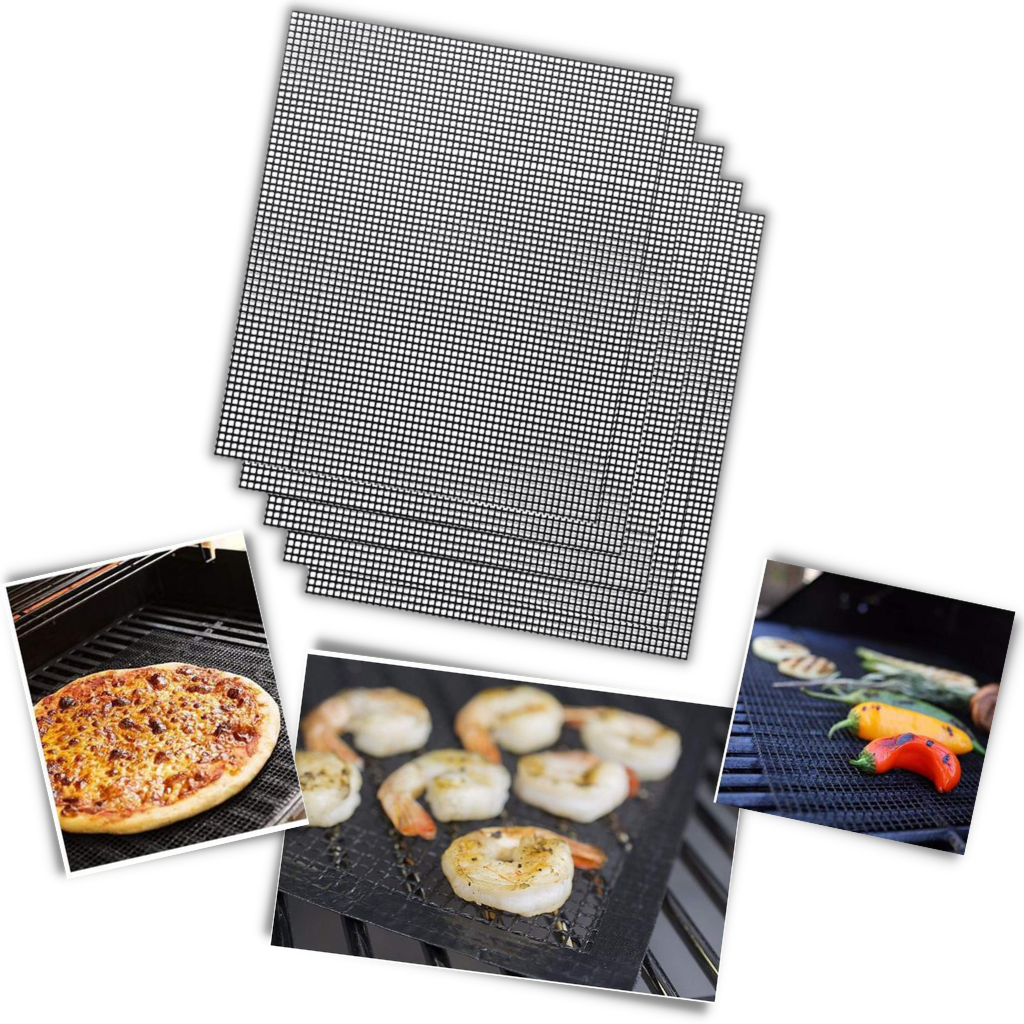 5-Piece Non Stick BBQ Mat - Good for All Types of Grills - Ozerty